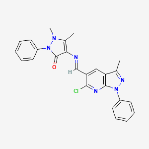 4-[({6-chloro-3-methyl-1-phenyl-1H-pyrazolo[3,4-b]pyridin-5-yl}methylidene)amino]-1,5-dimethyl-2-phenyl-2,3-dihydro-1H-pyrazol-3-one