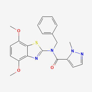 molecular formula C21H20N4O3S B2879404 N-benzyl-N-(4,7-dimethoxybenzo[d]thiazol-2-yl)-1-methyl-1H-pyrazole-5-carboxamide CAS No. 1210632-15-7