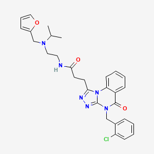 molecular formula C29H31ClN6O3 B2879417 3-[4-(2-chlorobenzyl)-5-oxo-4,5-dihydro[1,2,4]triazolo[4,3-a]quinazolin-1-yl]-N-{2-[(2-furylmethyl)(isopropyl)amino]ethyl}propanamide CAS No. 902965-92-8