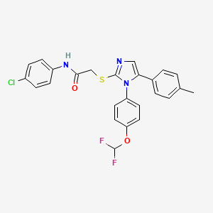 molecular formula C25H20ClF2N3O2S B2879420 N-(4-chlorophenyl)-2-((1-(4-(difluoromethoxy)phenyl)-5-(p-tolyl)-1H-imidazol-2-yl)thio)acetamide CAS No. 1226430-70-1