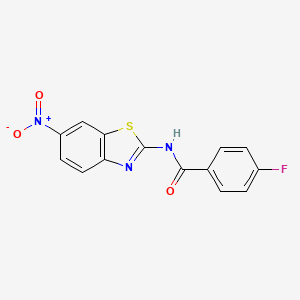 molecular formula C14H8FN3O3S B2879449 4-fluoro-N-(6-nitrobenzo[d]thiazol-2-yl)benzamide CAS No. 313275-82-0