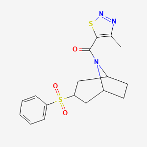 molecular formula C17H19N3O3S2 B2879465 (4-methyl-1,2,3-thiadiazol-5-yl)((1R,5S)-3-(phenylsulfonyl)-8-azabicyclo[3.2.1]octan-8-yl)methanone CAS No. 1448072-47-6