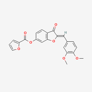 molecular formula C22H16O7 B2879467 (Z)-2-(3,4-二甲氧基亚苄基)-3-氧代-2,3-二氢苯并呋喃-6-基呋喃-2-羧酸酯 CAS No. 858769-84-3