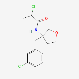 molecular formula C14H17Cl2NO2 B2879468 2-Chloro-N-[3-[(3-chlorophenyl)methyl]oxolan-3-yl]propanamide CAS No. 2411274-76-3