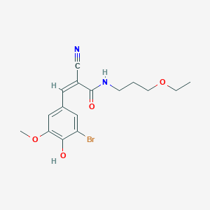 (Z)-3-(3-Bromo-4-hydroxy-5-methoxyphenyl)-2-cyano-N-(3-ethoxypropyl)prop-2-enamide