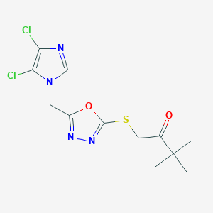 1-({5-[(4,5-dichloro-1H-imidazol-1-yl)methyl]-1,3,4-oxadiazol-2-yl}thio)-3,3-dimethylbutan-2-one