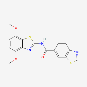 molecular formula C17H13N3O3S2 B2879481 N-(4,7-二甲氧基-1,3-苯并噻唑-2-基)-1,3-苯并噻唑-6-甲酰胺 CAS No. 862807-73-6