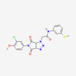 molecular formula C20H18ClN5O4S B2879485 2-[5-(3-chloro-4-methoxyphenyl)-4,6-dioxo-4,5,6,6a-tetrahydropyrrolo[3,4-d][1,2,3]triazol-1(3aH)-yl]-N-[3-(methylthio)phenyl]acetamide CAS No. 1052606-18-4