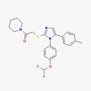 molecular formula C24H25F2N3O2S B2879488 2-((1-(4-(difluoromethoxy)phenyl)-5-(p-tolyl)-1H-imidazol-2-yl)thio)-1-(piperidin-1-yl)ethanone CAS No. 1226431-69-1