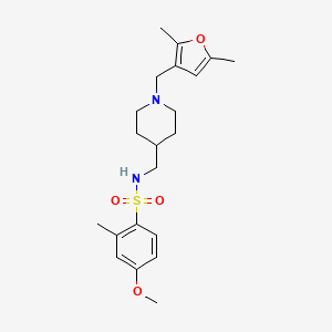 molecular formula C21H30N2O4S B2879490 N-((1-((2,5-dimethylfuran-3-yl)methyl)piperidin-4-yl)methyl)-4-methoxy-2-methylbenzenesulfonamide CAS No. 1234995-72-2