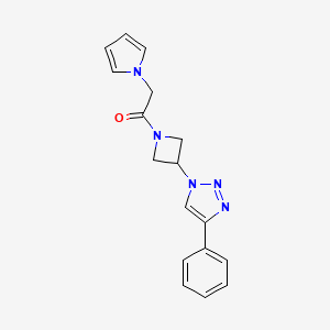 molecular formula C17H17N5O B2879492 1-(3-(4-phenyl-1H-1,2,3-triazol-1-yl)azetidin-1-yl)-2-(1H-pyrrol-1-yl)ethanone CAS No. 2034524-13-3