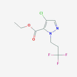 molecular formula C9H10ClF3N2O2 B2879498 ethyl 4-chloro-1-(3,3,3-trifluoropropyl)-1H-pyrazole-5-carboxylate CAS No. 1856045-04-9