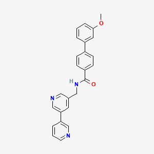 molecular formula C25H21N3O2 B2879502 N-([3,3'-bipyridin]-5-ylmethyl)-3'-methoxy-[1,1'-biphenyl]-4-carboxamide CAS No. 2309591-68-0