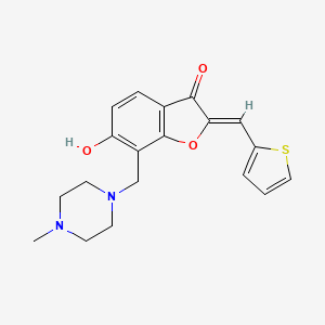 molecular formula C19H20N2O3S B2879506 (Z)-6-羟基-7-((4-甲基哌嗪-1-基)甲基)-2-(噻吩-2-基亚甲基)苯并呋喃-3(2H)-酮 CAS No. 896601-00-6