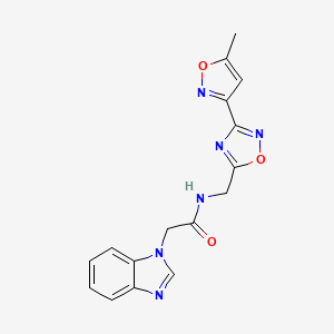 2-(1H-benzo[d]imidazol-1-yl)-N-((3-(5-methylisoxazol-3-yl)-1,2,4-oxadiazol-5-yl)methyl)acetamide