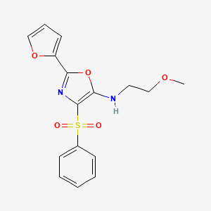 molecular formula C16H16N2O5S B2879514 4-(苯磺酰基)-2-(呋喃-2-基)-N-(2-甲氧基乙基)-1,3-恶唑-5-胺 CAS No. 823829-46-5