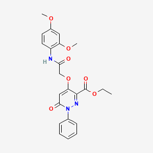 molecular formula C23H23N3O7 B2879533 Ethyl 4-(2-((2,4-dimethoxyphenyl)amino)-2-oxoethoxy)-6-oxo-1-phenyl-1,6-dihydropyridazine-3-carboxylate CAS No. 899729-68-1