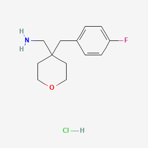 molecular formula C13H19ClFNO B2879542 4-[(4-Fluorophenyl)methyl]oxan-4-ylmethanamine hydrochloride CAS No. 1380300-59-3