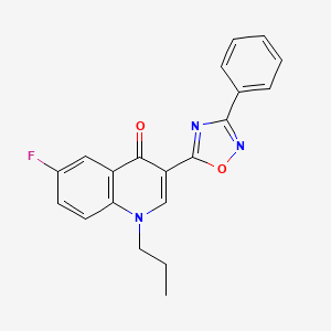 molecular formula C20H16FN3O2 B2879543 6-fluoro-3-(3-phenyl-1,2,4-oxadiazol-5-yl)-1-propylquinolin-4(1H)-one CAS No. 1251563-22-0