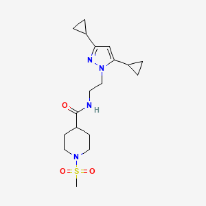 molecular formula C18H28N4O3S B2879550 N-[2-(3,5-dicyclopropyl-1H-pyrazol-1-yl)ethyl]-1-methanesulfonylpiperidine-4-carboxamide CAS No. 2319788-70-8