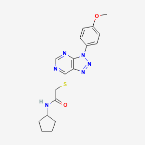 molecular formula C18H20N6O2S B2879554 N-环戊基-2-((3-(4-甲氧基苯基)-3H-[1,2,3]三唑并[4,5-d]嘧啶-7-基)硫代)乙酰胺 CAS No. 863500-59-8