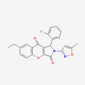 molecular formula C23H17FN2O4 B2879558 7-乙基-1-(2-氟苯基)-2-(5-甲基异恶唑-3-基)-1,2-二氢苯并[2,3-c]吡咯-3,9-二酮 CAS No. 874397-18-9