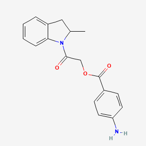 molecular formula C18H18N2O3 B2879561 2-(2-甲基-2,3-二氢-1H-吲哚-1-基)-2-氧代乙基 4-氨基苯甲酸酯 CAS No. 931239-24-6