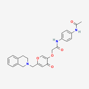 molecular formula C25H25N3O5 B2879566 N-(4-acetamidophenyl)-2-((6-((3,4-dihydroisoquinolin-2(1H)-yl)methyl)-4-oxo-4H-pyran-3-yl)oxy)acetamide CAS No. 898441-09-3