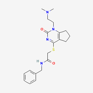 molecular formula C20H26N4O2S B2879569 N-苄基-2-((1-(2-(二甲氨基)乙基)-2-氧代-2,5,6,7-四氢-1H-环戊[d]嘧啶-4-基)硫代)乙酰胺 CAS No. 898445-37-9