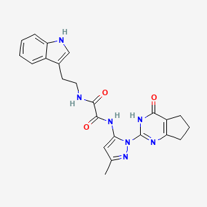 N1-(2-(1H-indol-3-yl)ethyl)-N2-(3-methyl-1-(4-oxo-4,5,6,7-tetrahydro-3H-cyclopenta[d]pyrimidin-2-yl)-1H-pyrazol-5-yl)oxalamide