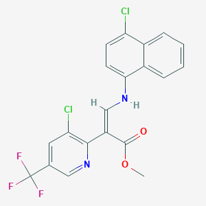 molecular formula C20H13Cl2F3N2O2 B2879576 methyl (Z)-3-[(4-chloro-1-naphthyl)amino]-2-[3-chloro-5-(trifluoromethyl)-2-pyridinyl]-2-propenoate CAS No. 1164559-14-1