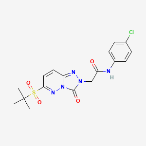 molecular formula C17H18ClN5O4S B2879579 2-(6-(tert-butylsulfonyl)-3-oxo-[1,2,4]triazolo[4,3-b]pyridazin-2(3H)-yl)-N-(4-chlorophenyl)acetamide CAS No. 1105202-72-9