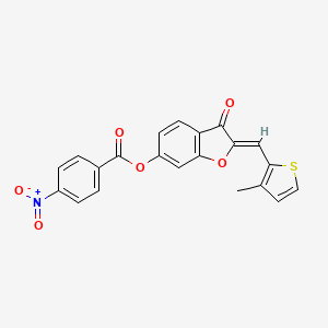 molecular formula C21H13NO6S B2879588 (Z)-2-((3-methylthiophen-2-yl)methylene)-3-oxo-2,3-dihydrobenzofuran-6-yl 4-nitrobenzoate CAS No. 622366-25-0