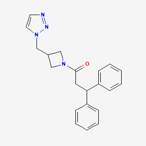 molecular formula C21H22N4O B2879589 3,3-Diphenyl-1-[3-(triazol-1-ylmethyl)azetidin-1-yl]propan-1-one CAS No. 2309591-05-5
