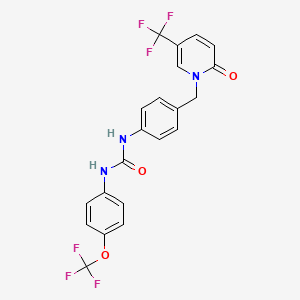 molecular formula C21H15F6N3O3 B2879591 1-[4-[[2-Oxo-5-(trifluoromethyl)pyridin-1-yl]methyl]phenyl]-3-[4-(trifluoromethoxy)phenyl]urea CAS No. 339025-59-1