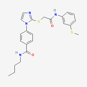 molecular formula C23H26N4O2S2 B2879592 N-丁基-4-(2-((2-((3-(甲硫基)苯基)氨基)-2-氧代乙基)硫代)-1H-咪唑-1-基)苯甲酰胺 CAS No. 1207017-69-3