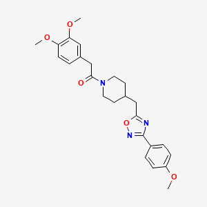 molecular formula C25H29N3O5 B2879594 1-[(3,4-二甲氧基苯基)乙酰基]-4-{[3-(4-甲氧基苯基)-1,2,4-恶二唑-5-基]甲基}哌啶 CAS No. 1775303-02-0