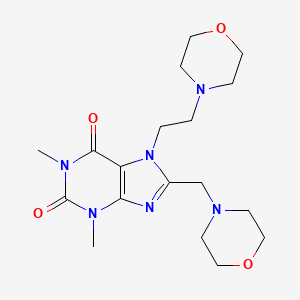 molecular formula C18H28N6O4 B2879596 1,3-Dimethyl-7-(2-morpholin-4-ylethyl)-8-(morpholin-4-ylmethyl)purine-2,6-dione CAS No. 579443-23-5