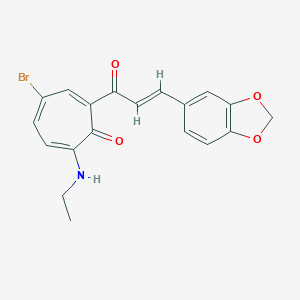 molecular formula C19H16BrNO4 B287960 2-[3-(1,3-Benzodioxol-5-yl)acryloyl]-4-bromo-7-(ethylamino)-2,4,6-cycloheptatrien-1-one 