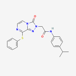 molecular formula C22H21N5O2S B2879607 N-(4-isopropylphenyl)-2-(3-oxo-8-(phenylthio)-[1,2,4]triazolo[4,3-a]pyrazin-2(3H)-yl)acetamide CAS No. 1115961-00-6