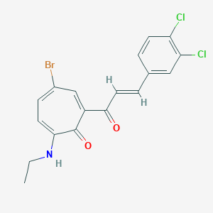 molecular formula C18H14BrCl2NO2 B287961 4-Bromo-2-[3-(3,4-dichlorophenyl)acryloyl]-7-(ethylamino)-2,4,6-cycloheptatrien-1-one 