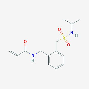 molecular formula C14H20N2O3S B2879610 N-[[2-(Propan-2-ylsulfamoylmethyl)phenyl]methyl]prop-2-enamide CAS No. 2411318-47-1
