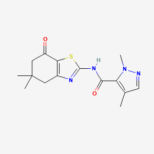 molecular formula C15H18N4O2S B2879611 N-(5,5-dimethyl-7-oxo-4,5,6,7-tetrahydrobenzo[d]thiazol-2-yl)-1,4-dimethyl-1H-pyrazole-5-carboxamide CAS No. 1206995-65-4