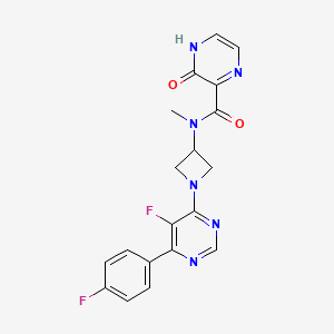 molecular formula C19H16F2N6O2 B2879615 N-[1-[5-Fluoro-6-(4-fluorophenyl)pyrimidin-4-yl]azetidin-3-yl]-N-methyl-2-oxo-1H-pyrazine-3-carboxamide CAS No. 2380179-96-2