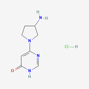 molecular formula C8H13ClN4O B2879618 6-(3-Aminopyrrolidin-1-yl)pyrimidin-4(3H)-one hydrochloride CAS No. 2137578-59-5