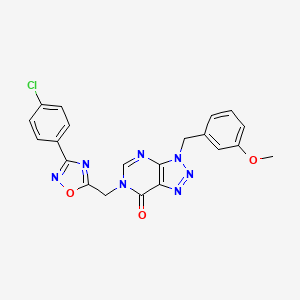 molecular formula C21H16ClN7O3 B2879623 6-((3-(4-chlorophenyl)-1,2,4-oxadiazol-5-yl)methyl)-3-(3-methoxybenzyl)-3H-[1,2,3]triazolo[4,5-d]pyrimidin-7(6H)-one CAS No. 1207004-38-3