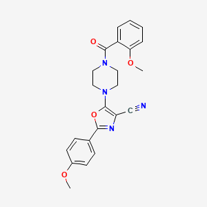 molecular formula C23H22N4O4 B2879624 2-(4-Methoxyphenyl)-5-{4-[(2-methoxyphenyl)carbonyl]piperazin-1-yl}-1,3-oxazole-4-carbonitrile CAS No. 903188-37-4