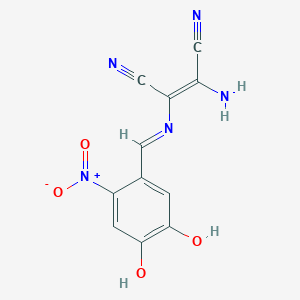 molecular formula C11H7N5O4 B2879633 (2Z)-2-氨基-3-[(E)-[(4,5-二羟基-2-硝基苯基)亚甲基]氨基]丁-2-烯二腈 CAS No. 1159976-69-8