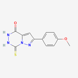 molecular formula C12H10N4O2S B2879644 2-(4-methoxyphenyl)-7-sulfanyl-5H-pyrazolo[1,5-d]1,2,4-triazin-4-one CAS No. 877794-73-5