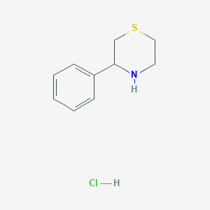 molecular formula C10H14ClNS B2879647 3-Phenylthiomorpholine;hydrochloride CAS No. 2460750-63-2